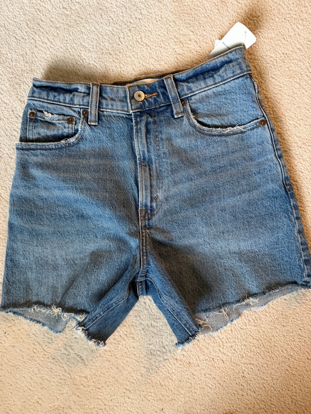 Abercrombie & Fitch Medium Blue High-Rise Denim Cutoff Shorts